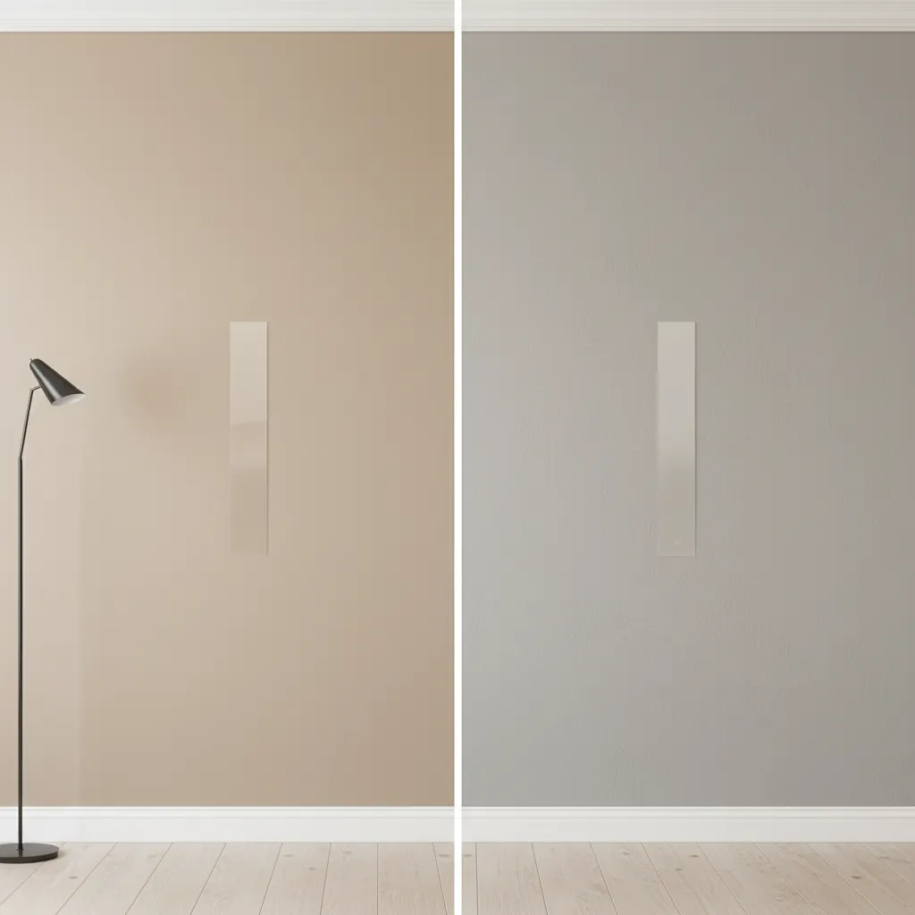 Different wall paint surfaces showing smooth and textured paint affecting adhesive strength