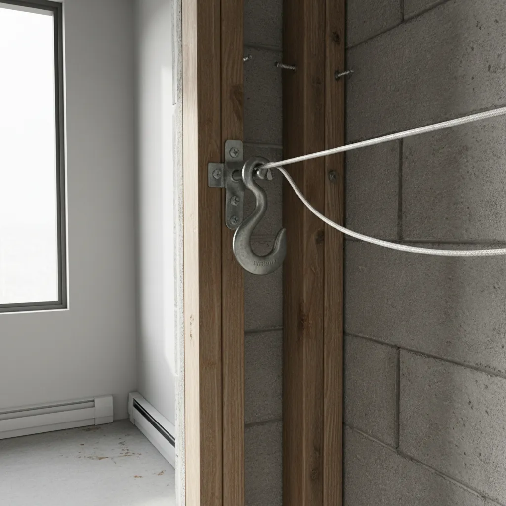 Wall mounted clothesline anchor secured into wooden stud