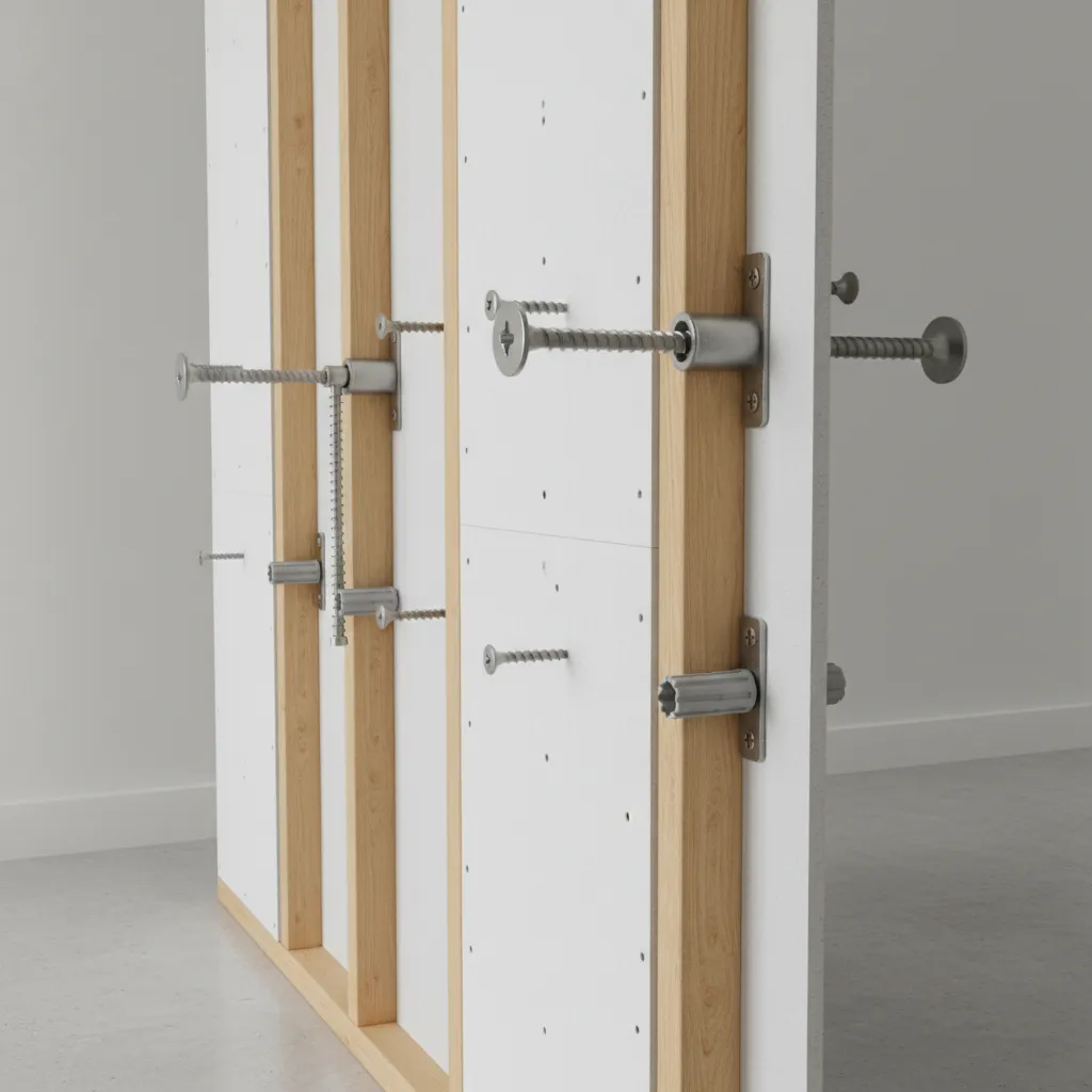 Drywall anchors and toggle bolts used for mounting heavy wall decorations