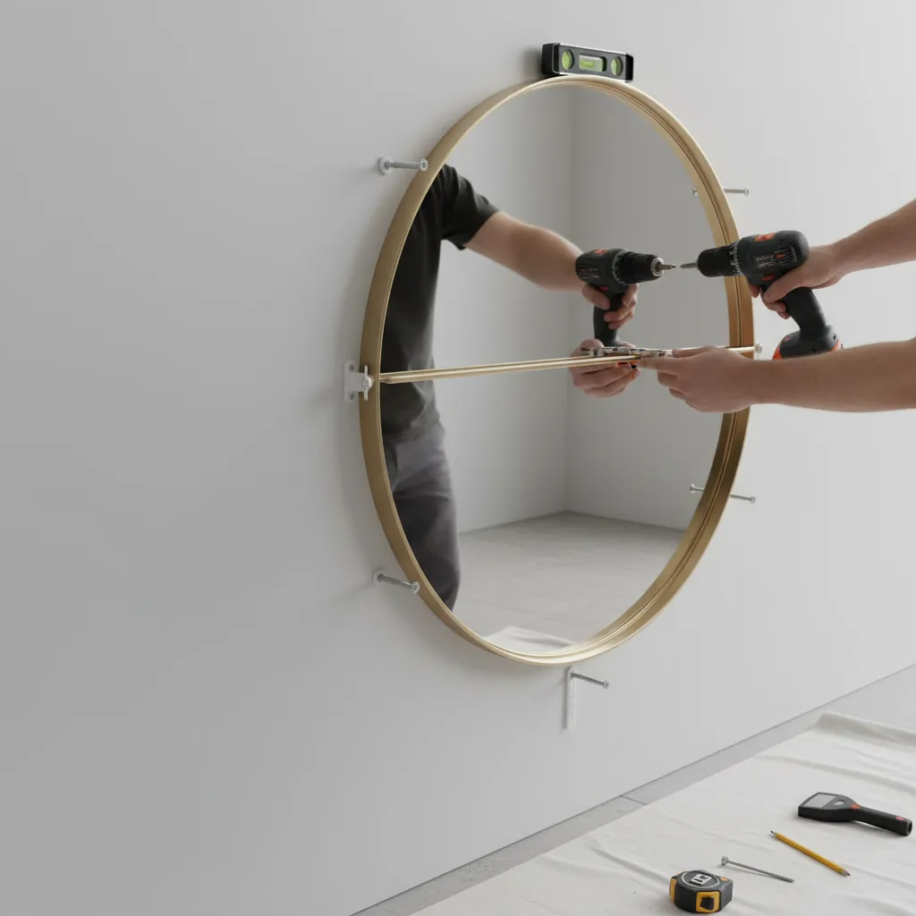 installing heavy decorative mirror using wall anchors