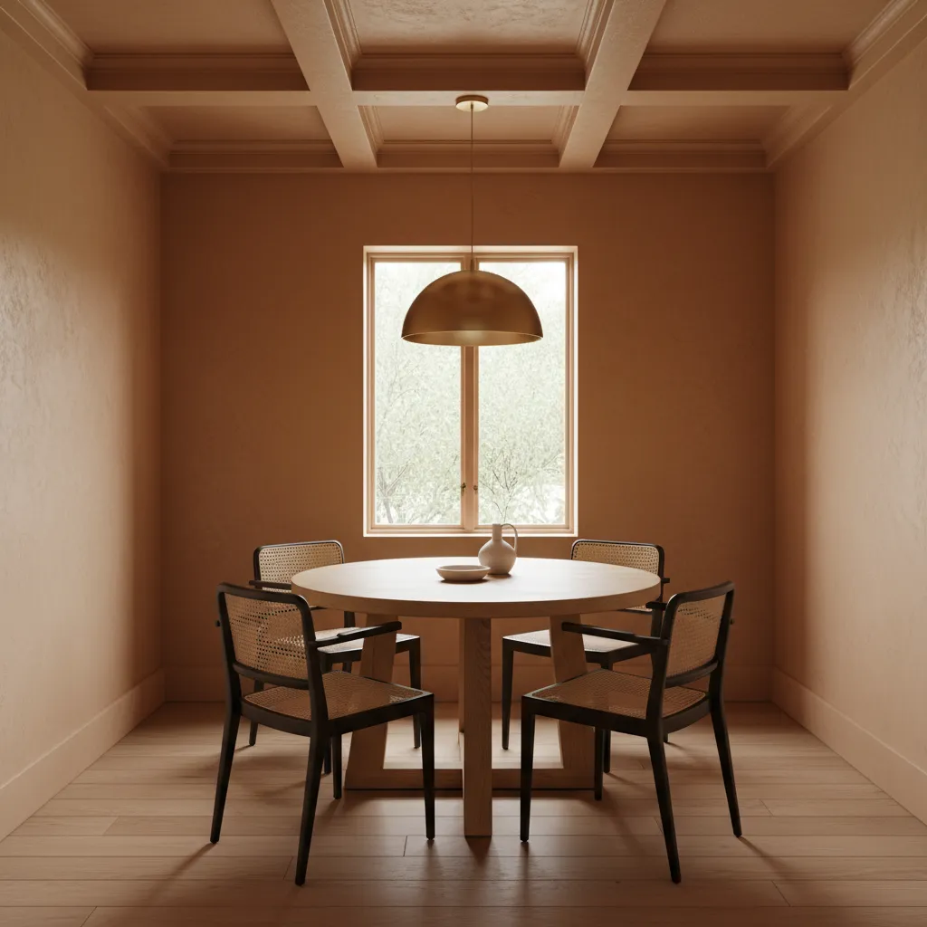 cozy dining nook with paint color wrapping from wall onto ceiling