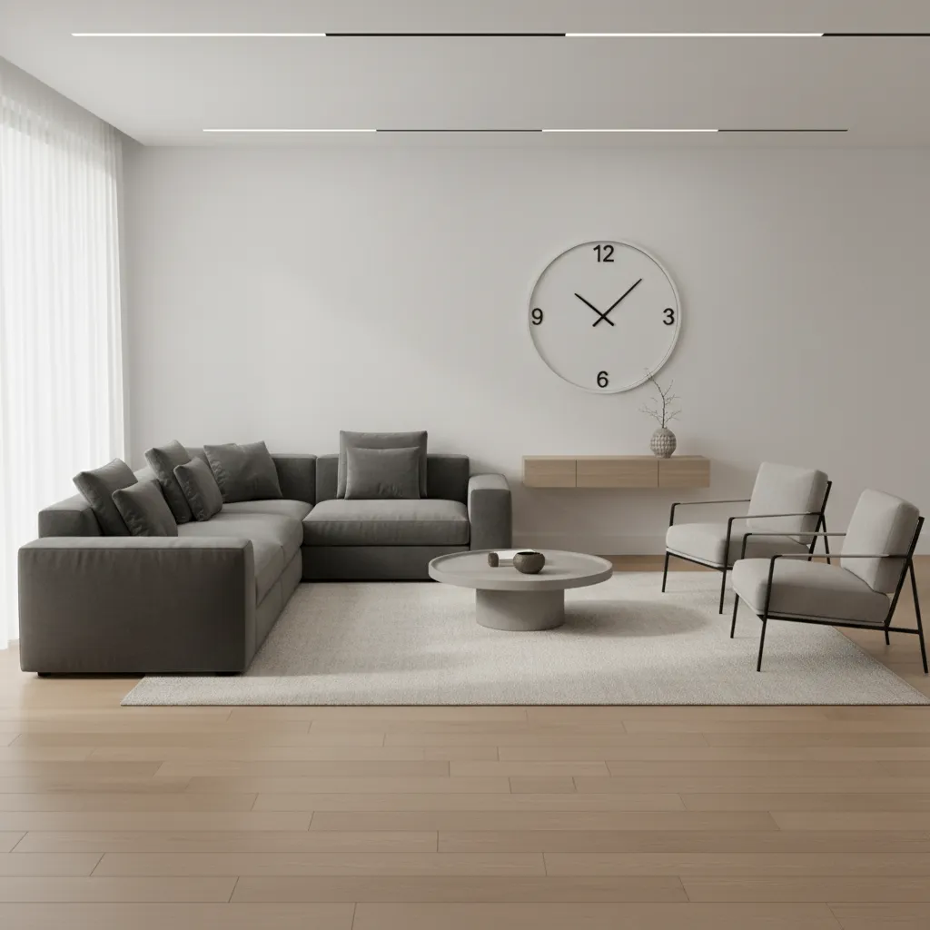 Interior layout showing viewing angles for wall clock placement
