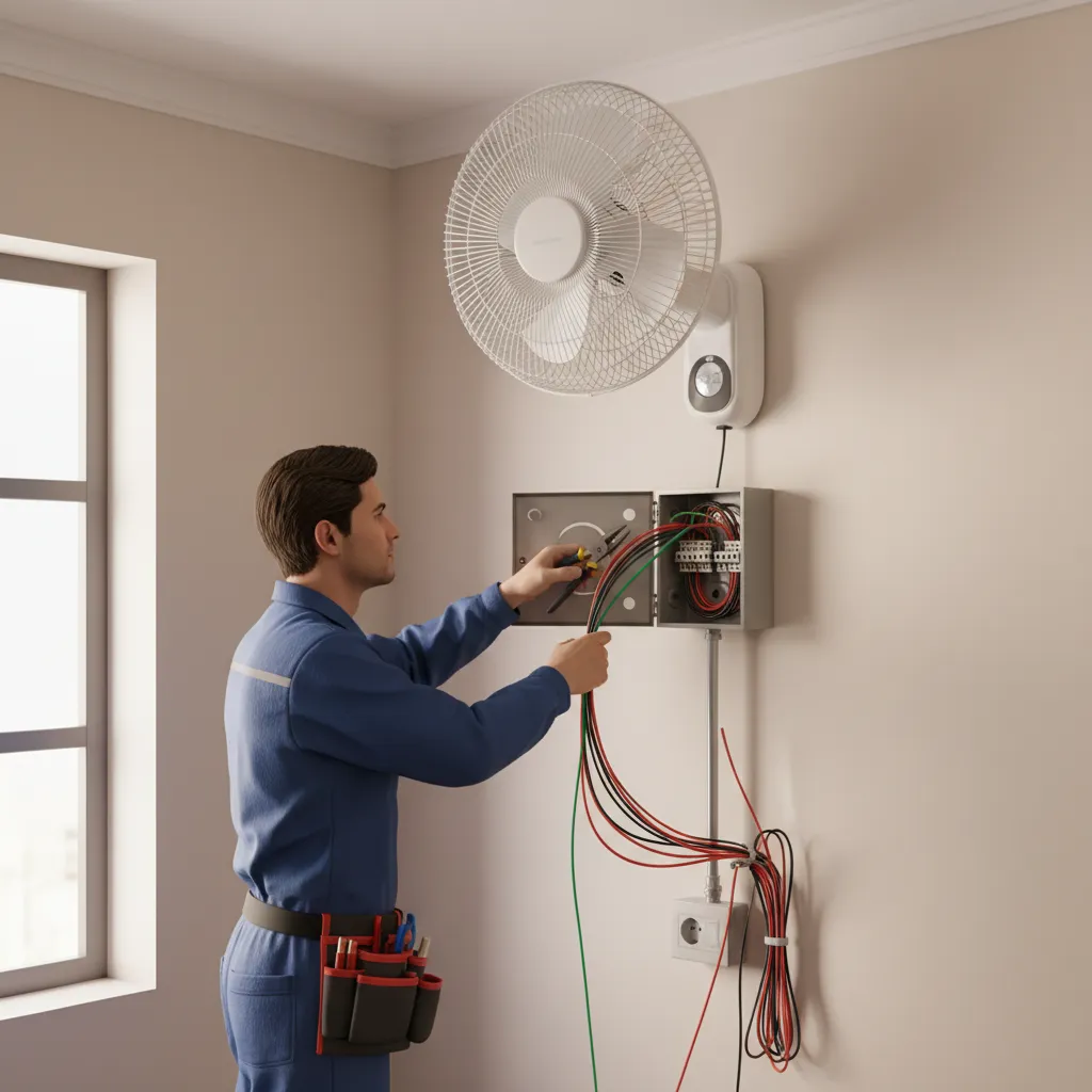 safe electrical wiring connection for wall mounted fan installation