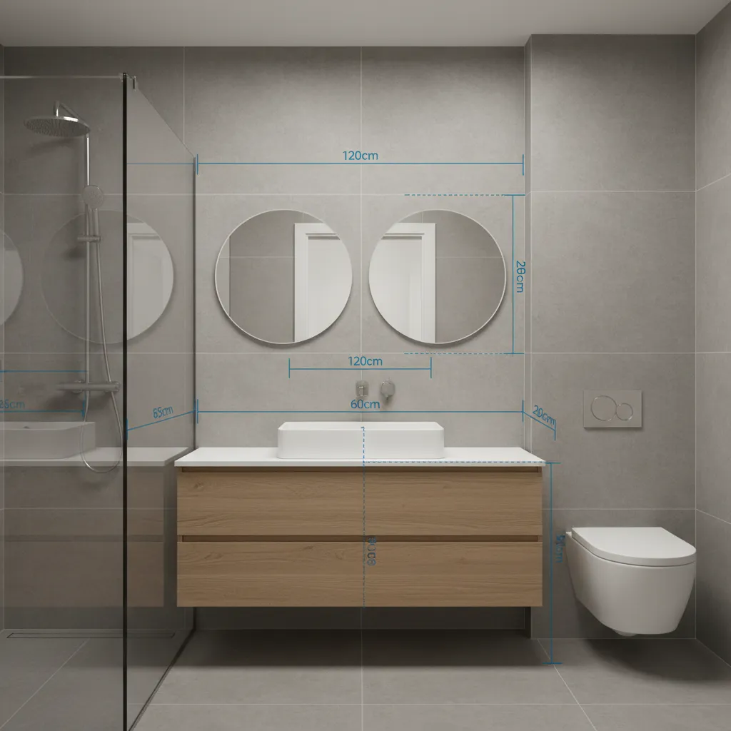 measurement diagram showing faucet height and basin alignment