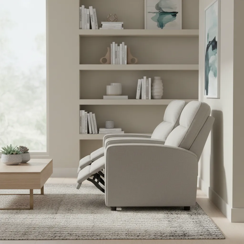 Wall hugger recliner demonstrating minimal wall clearance