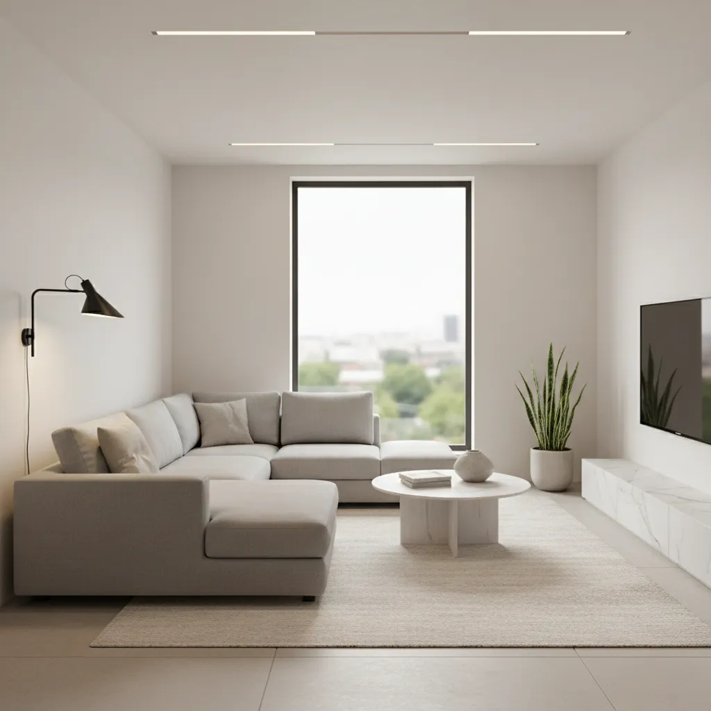 Diagram style interior showing correct wall lamp height beside sofa