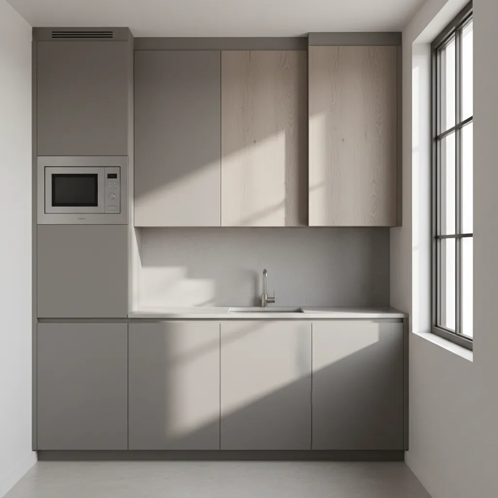 Under cabinet wall mounted microwave freeing counter space