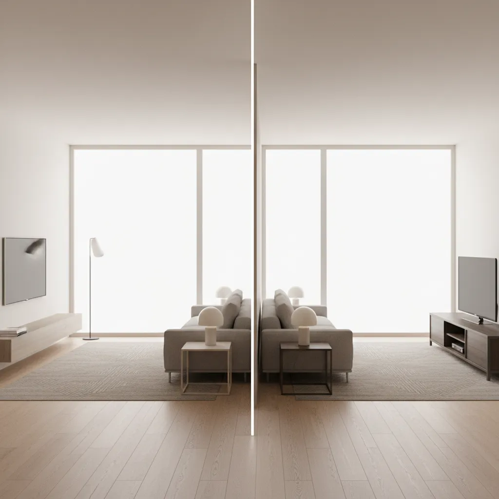 Wall Mounted TV vs TV Stand in a 14x14 Living Room