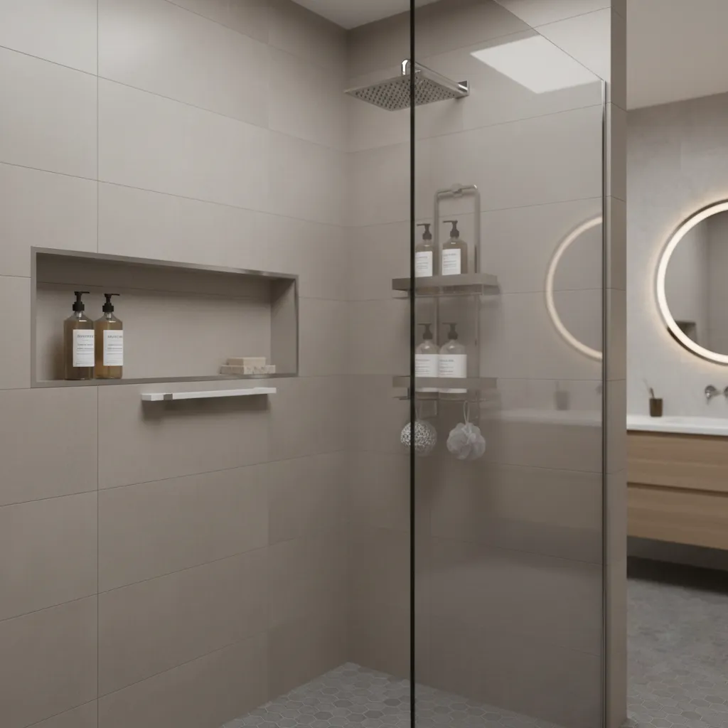 comparison of wall mounted shower shelf and hanging shower caddy