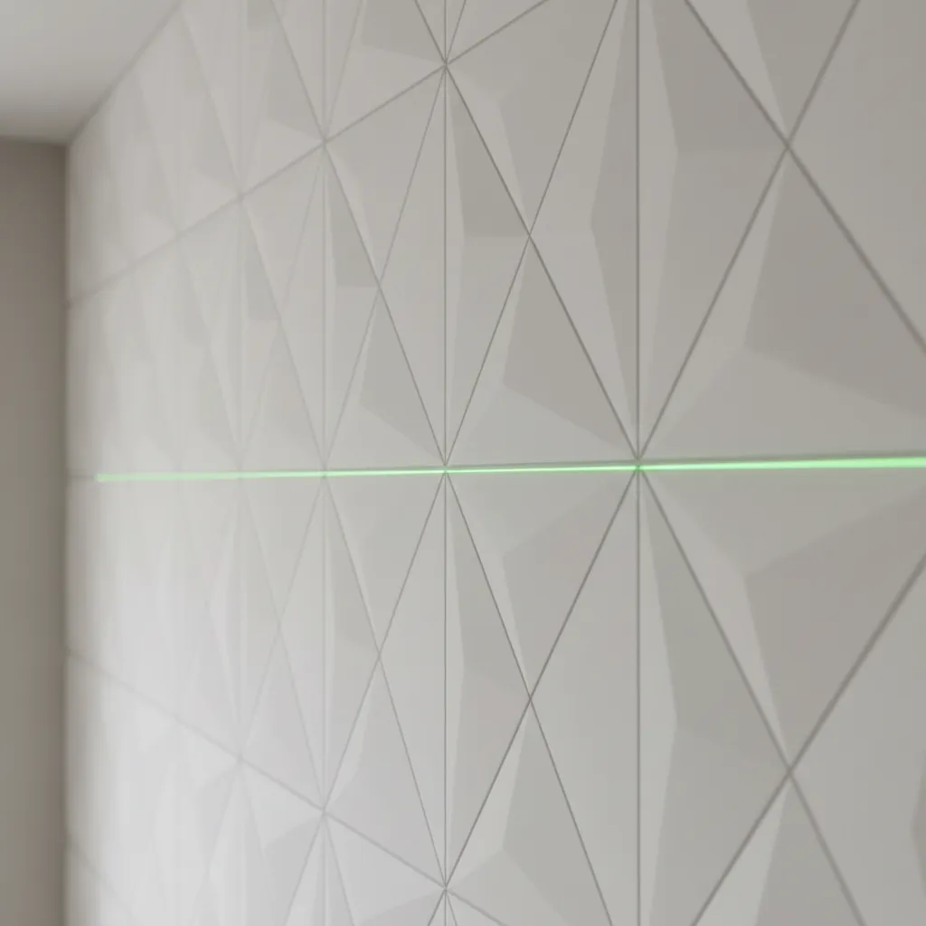 Aligned decorative wall panels showing tight seams and layout lines