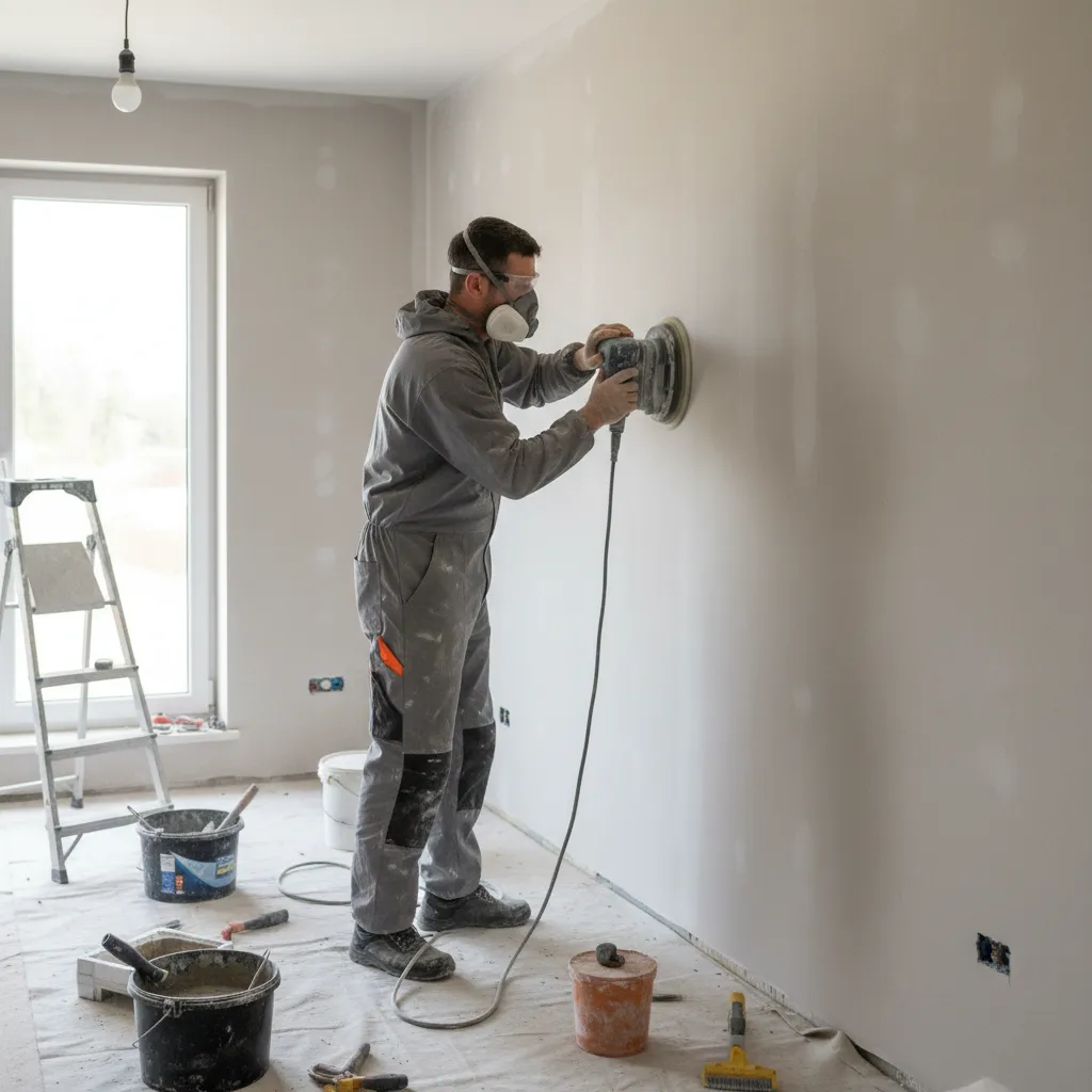 proceso de preparación de pared antes de aplicar pintura decorativa