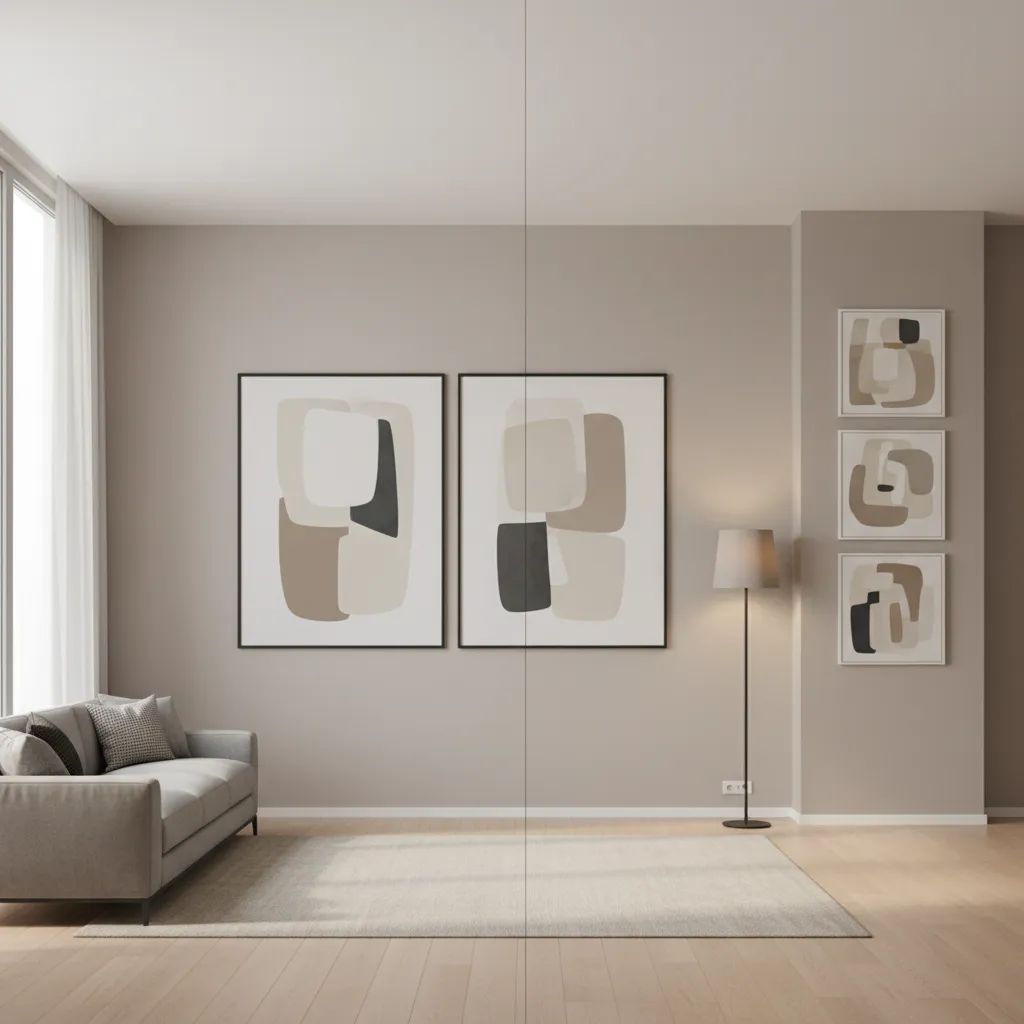 Comparison of wide wall vs narrow wall artwork layouts