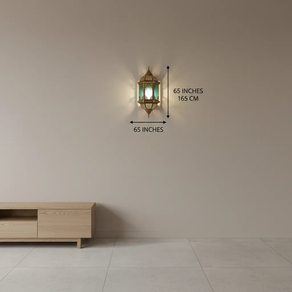 Diagram style interior showing ideal wall sconce height placement