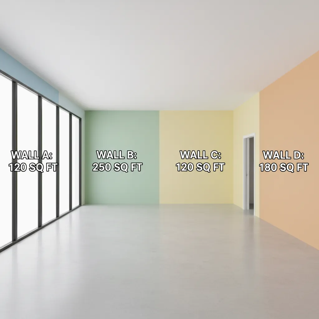 Diagram showing wall area calculation for house paint estimation