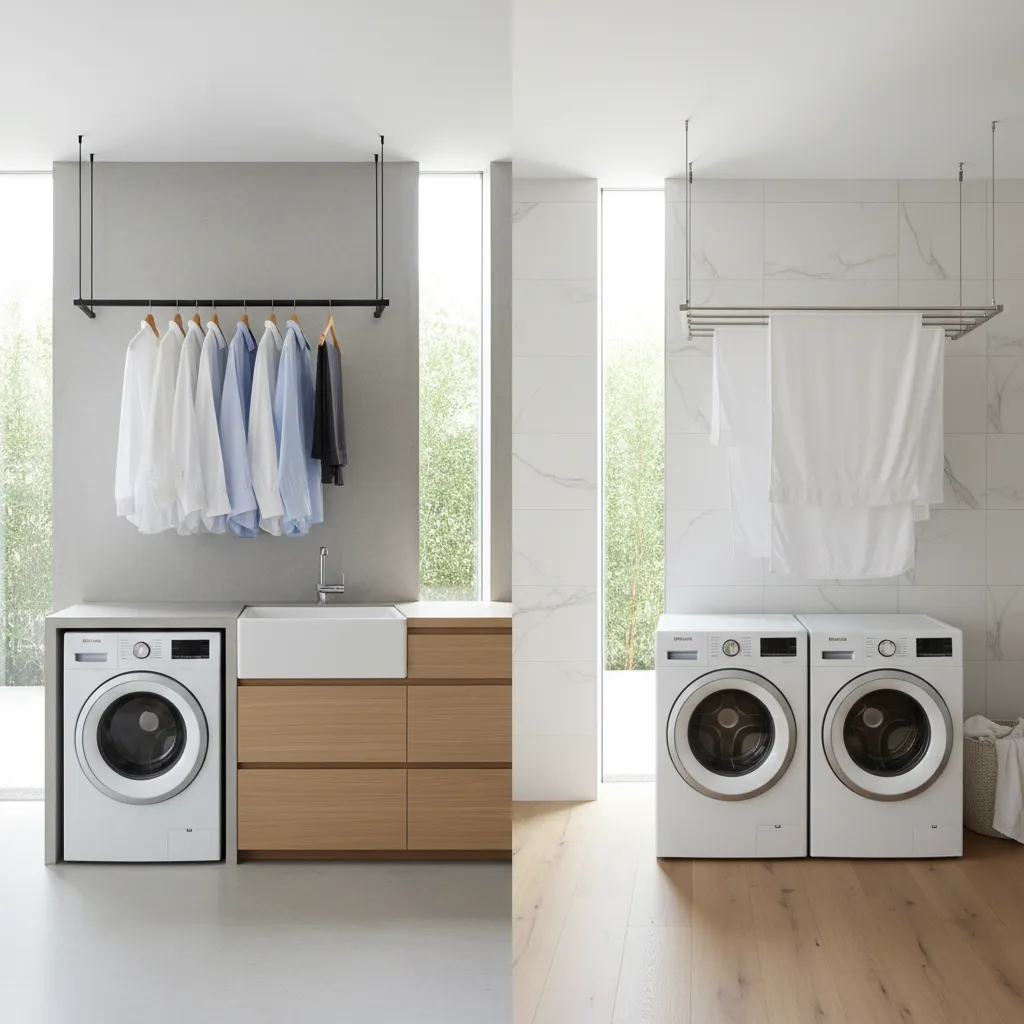 Wall Mounted vs Ceiling Mounted Laundry Hanging Rods Which Is Better