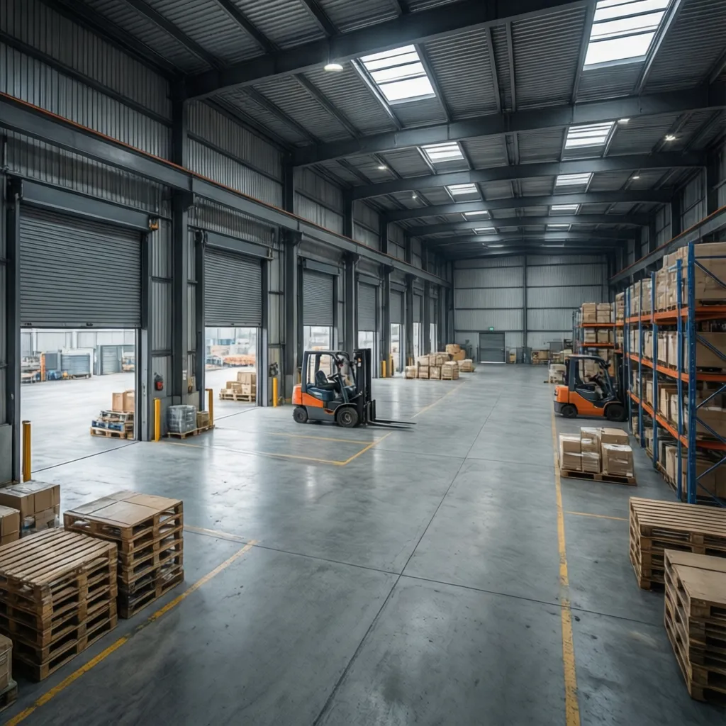 Warehouse and Workshop Floor Plan Design With Roll-Up Doors