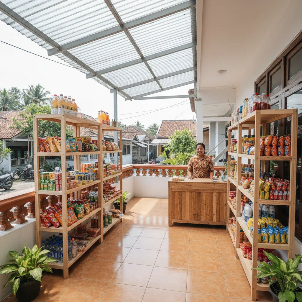 Warung sembako kecil di teras rumah