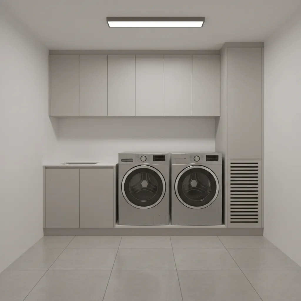 Front loading washer and dryer with clearance space around appliances