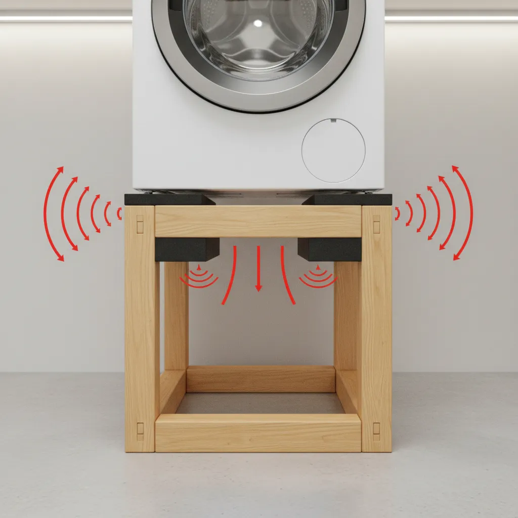 Illustration of washer vibration affecting a weak pedestal frame