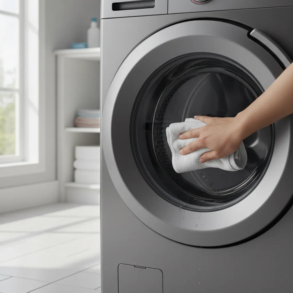 cleaning front load washing machine rubber gasket to remove odor