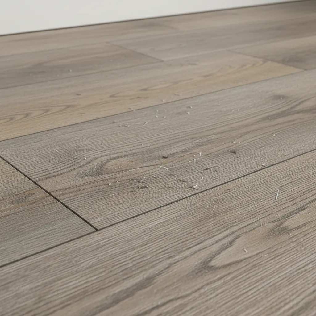 luxury vinyl plank floor seam showing moisture exposure damage
