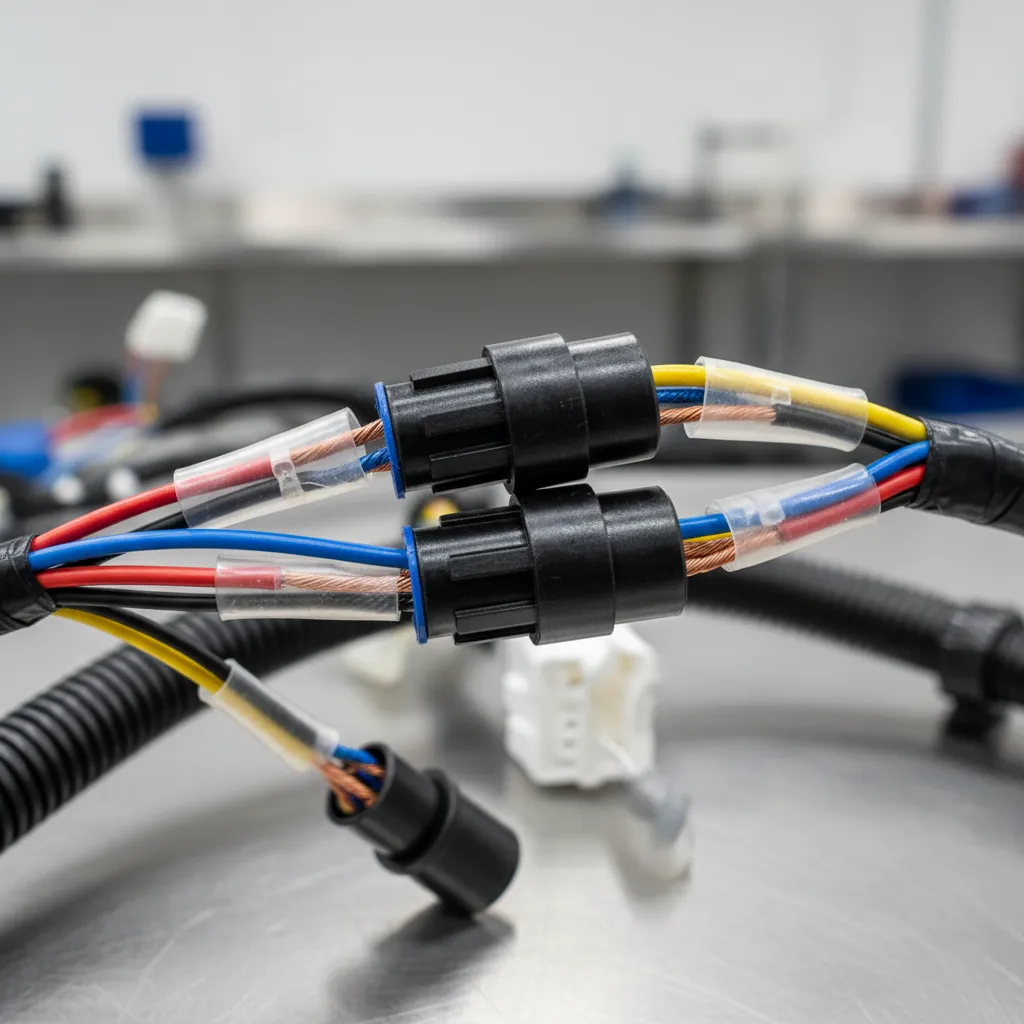 Waterproof automotive wiring connectors with heat shrink for LED rock lights