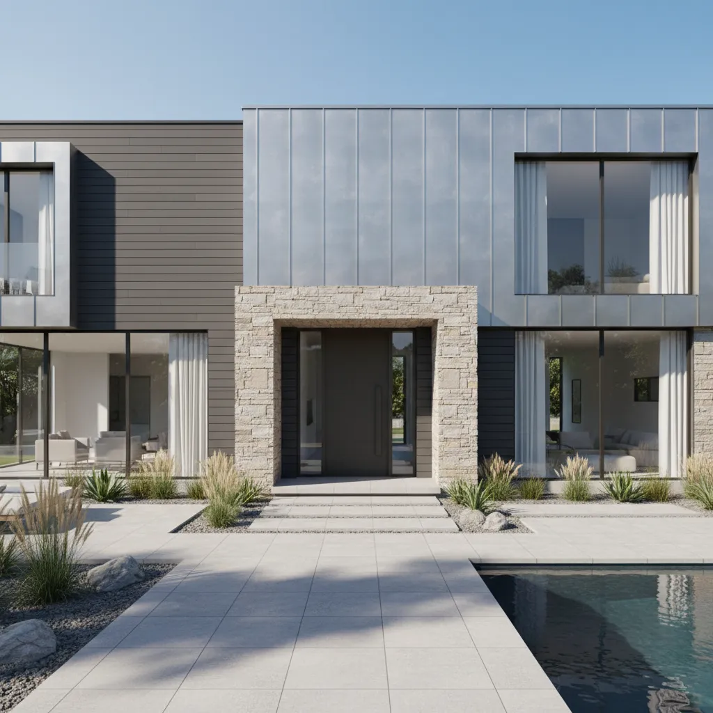 House exterior with fiber cement siding and weather resistant materials