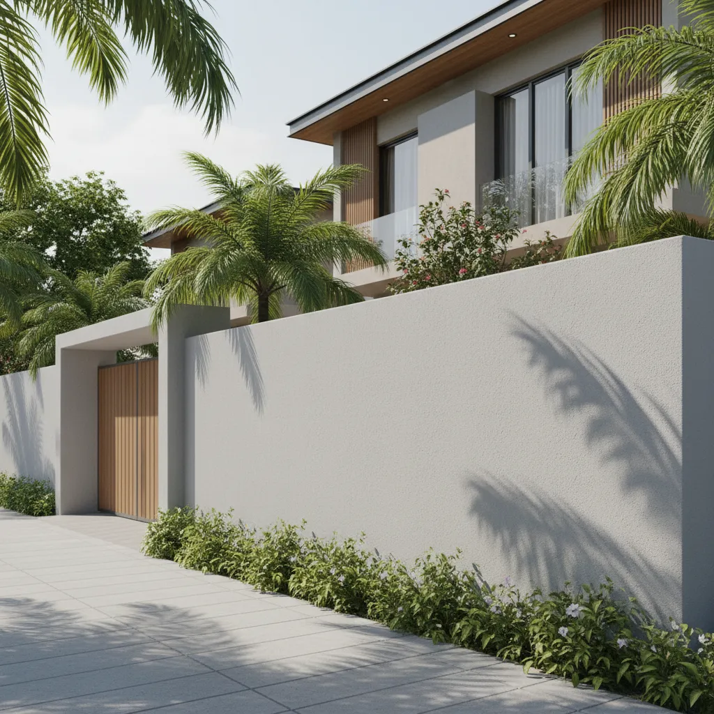 Exterior waterproof coating applied to compound wall surface