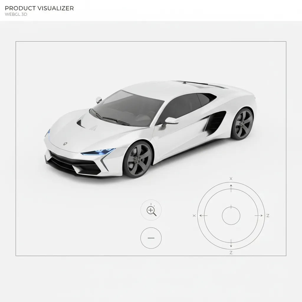 Example interface of a WebGL 3D viewer displaying a rotatable model