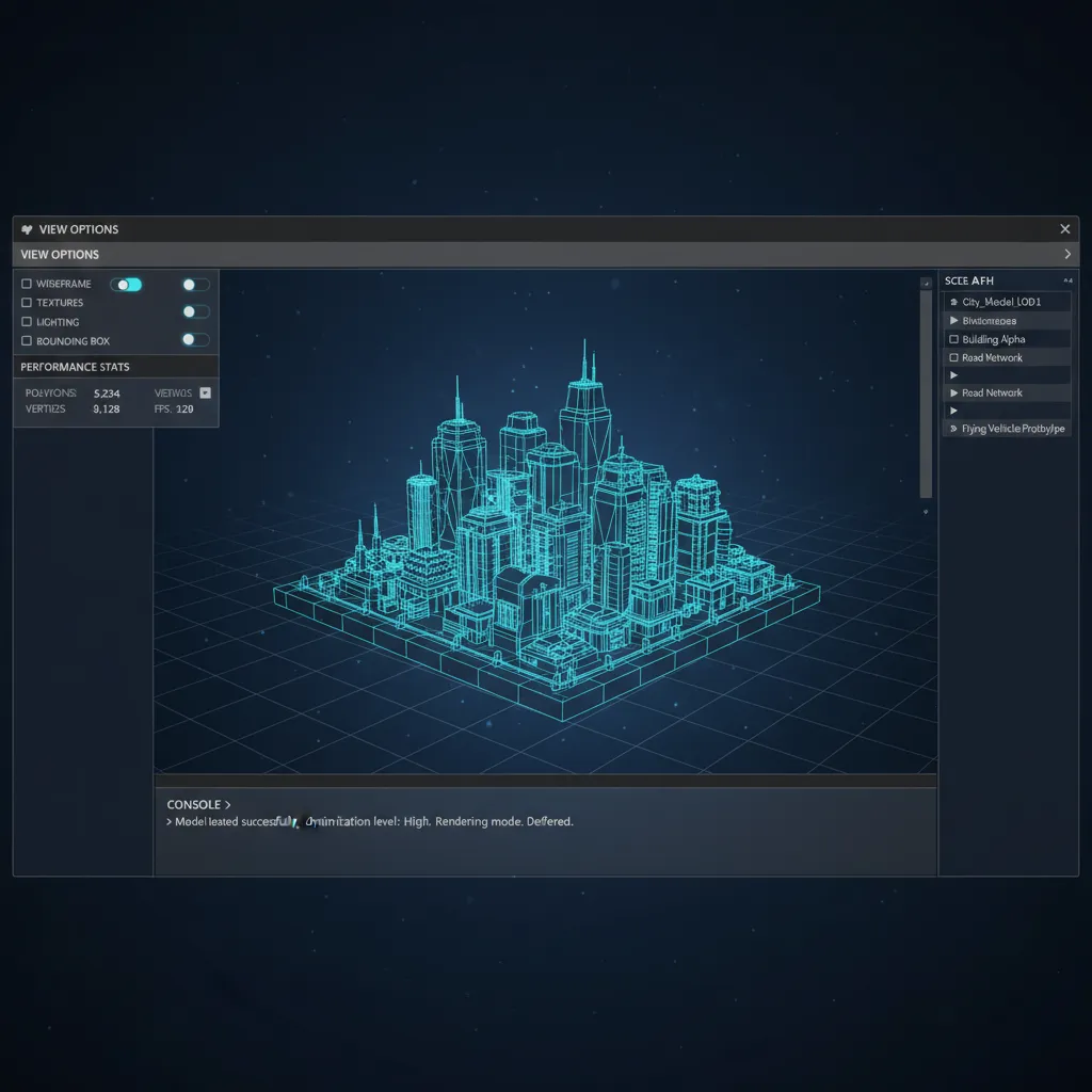 WebGL based 3D viewer displaying performance optimized model