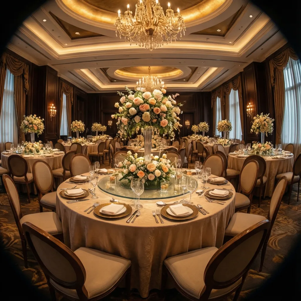 Diseño interior elegante para una boda con iluminación ambiental