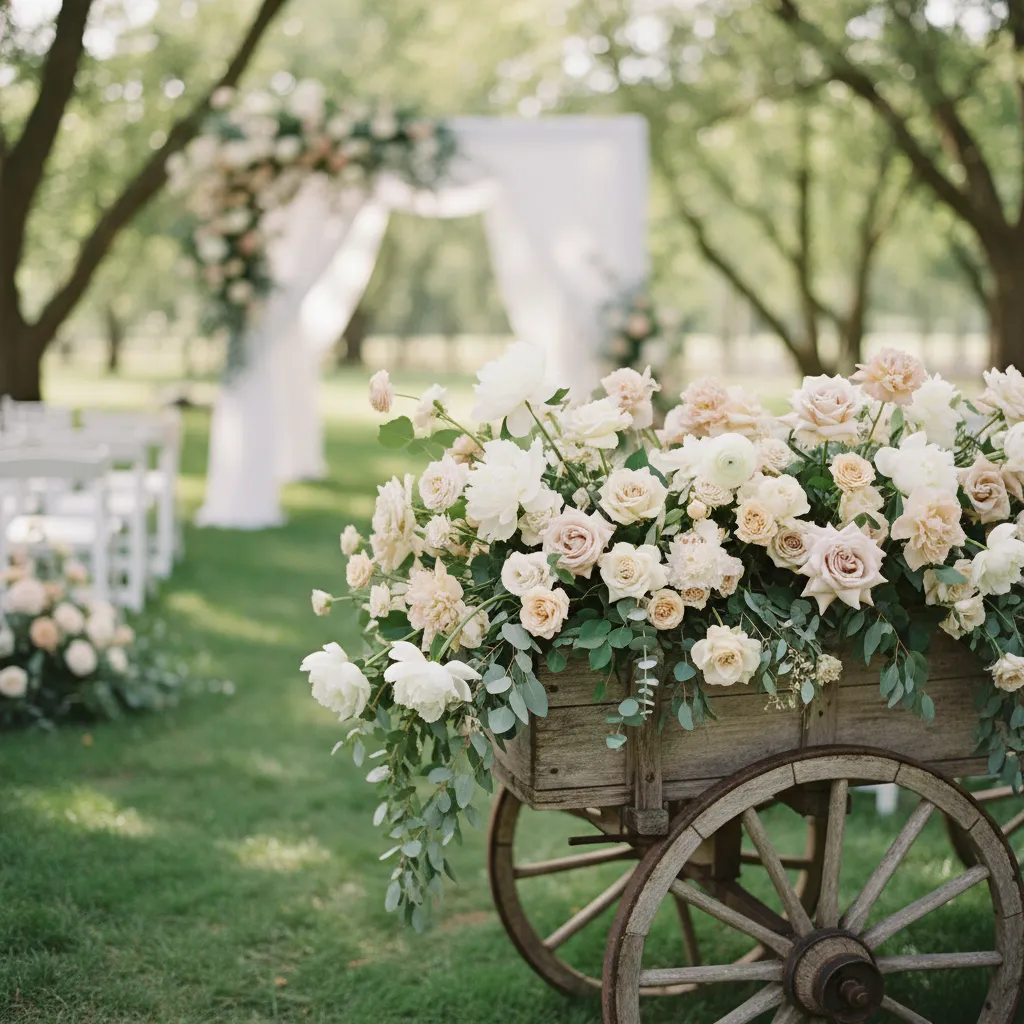Best Flowers and Greenery for Decorating Wedding Wagons