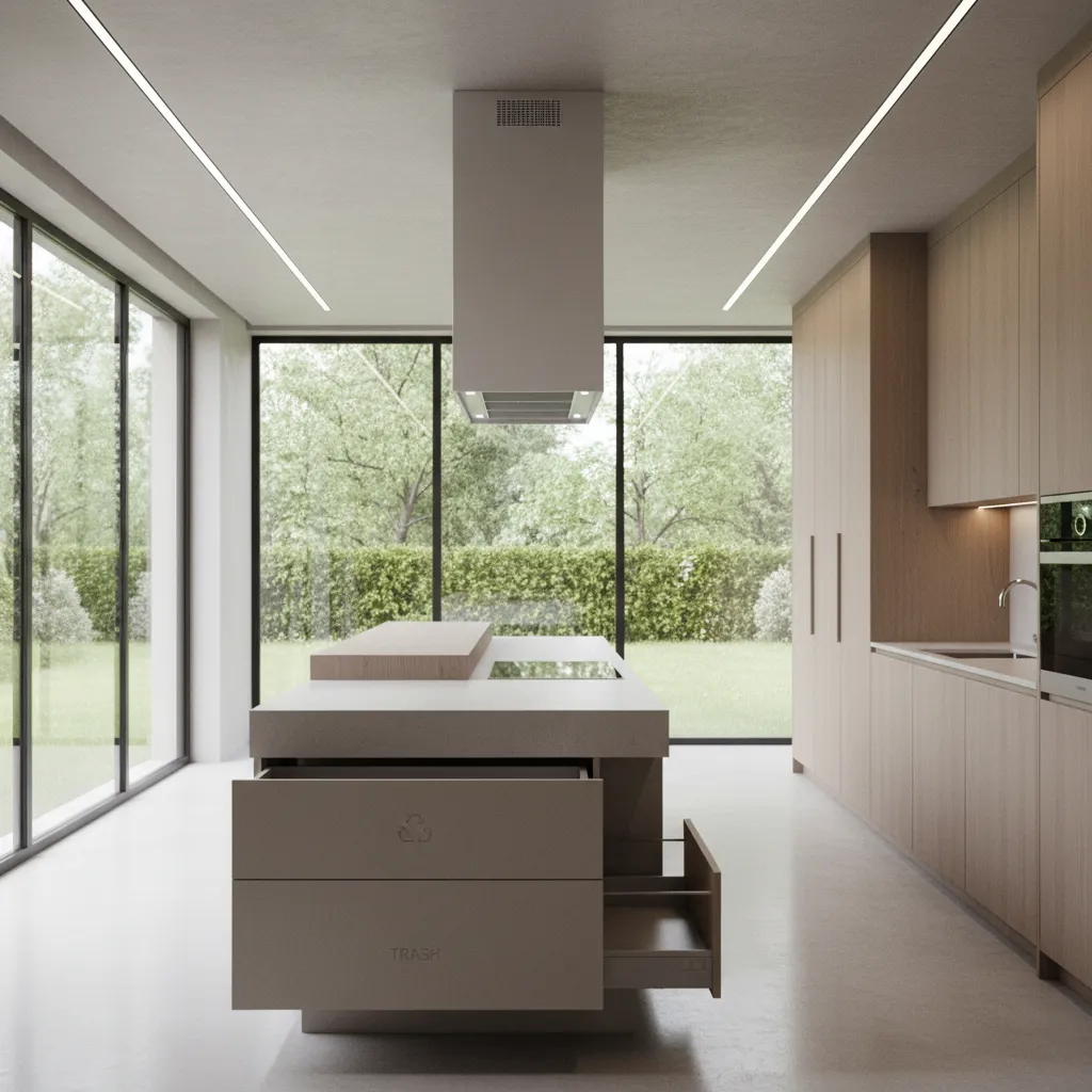 Well ventilated modern kitchen layout designed to reduce moisture and pests