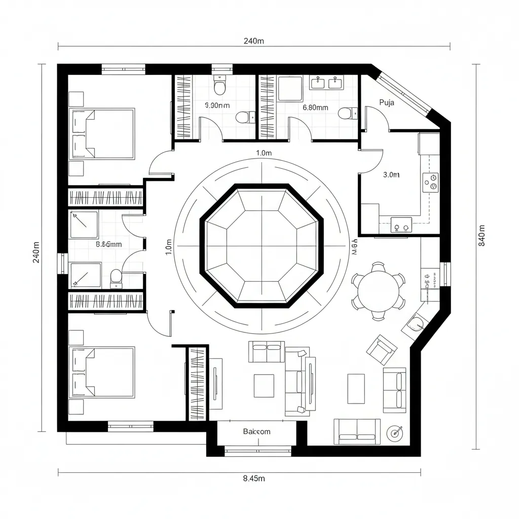 West-Entry Courtyard Loop with Northeast Puja
