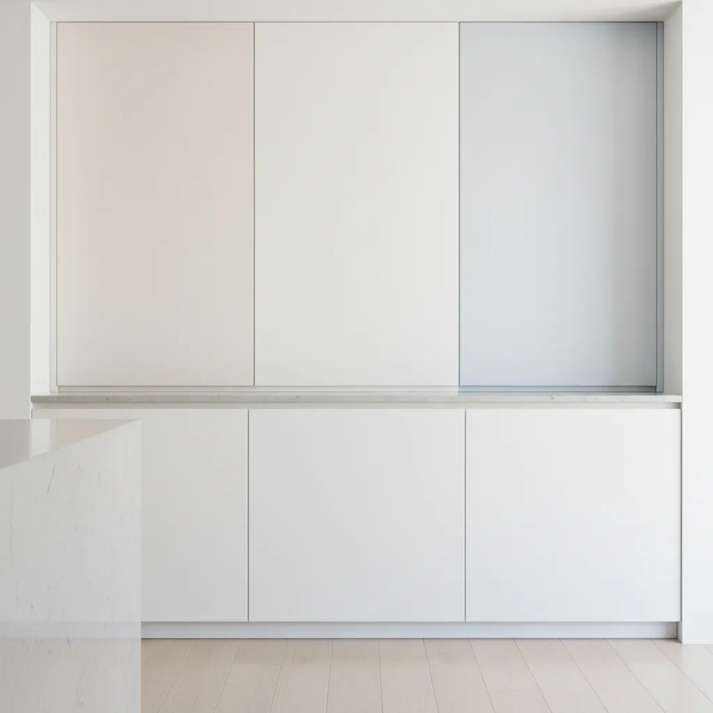 Comparison of warm white, neutral white and cool white cabinet finishes
