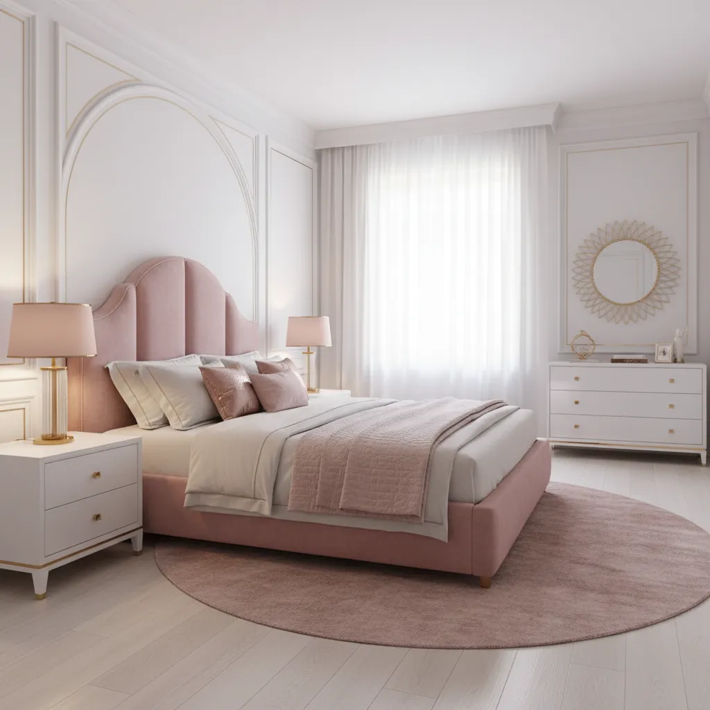 Best Furniture Choices for a White Gold and Pink Bedroom Theme