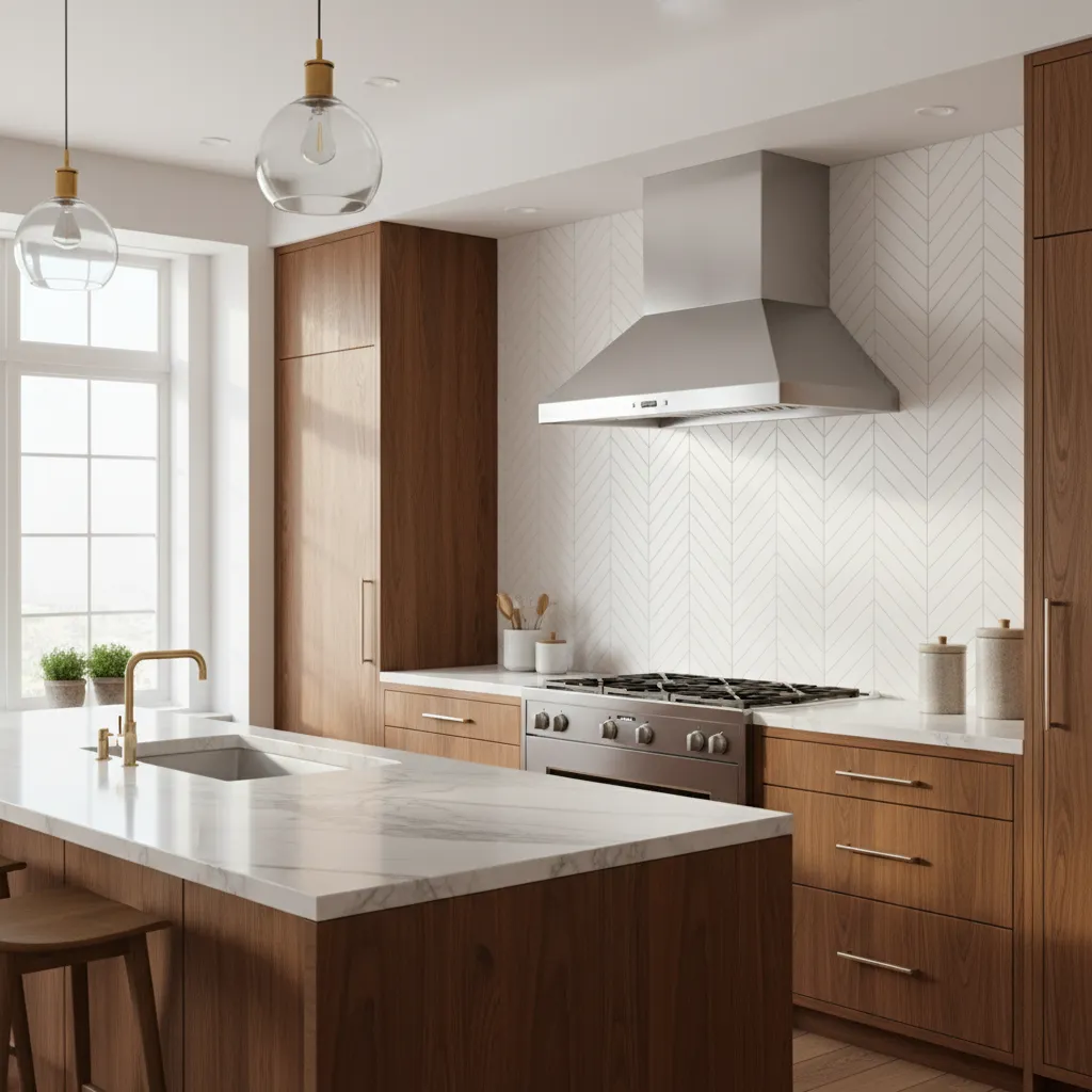 Kitchen Design Trends: Why Designers Love White Herringbone Backsplashes