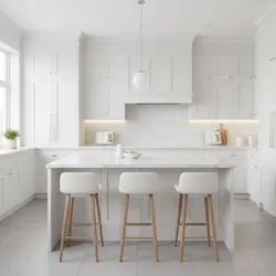 Optimize Tile Layout in a White Kitchen for Visual Balance