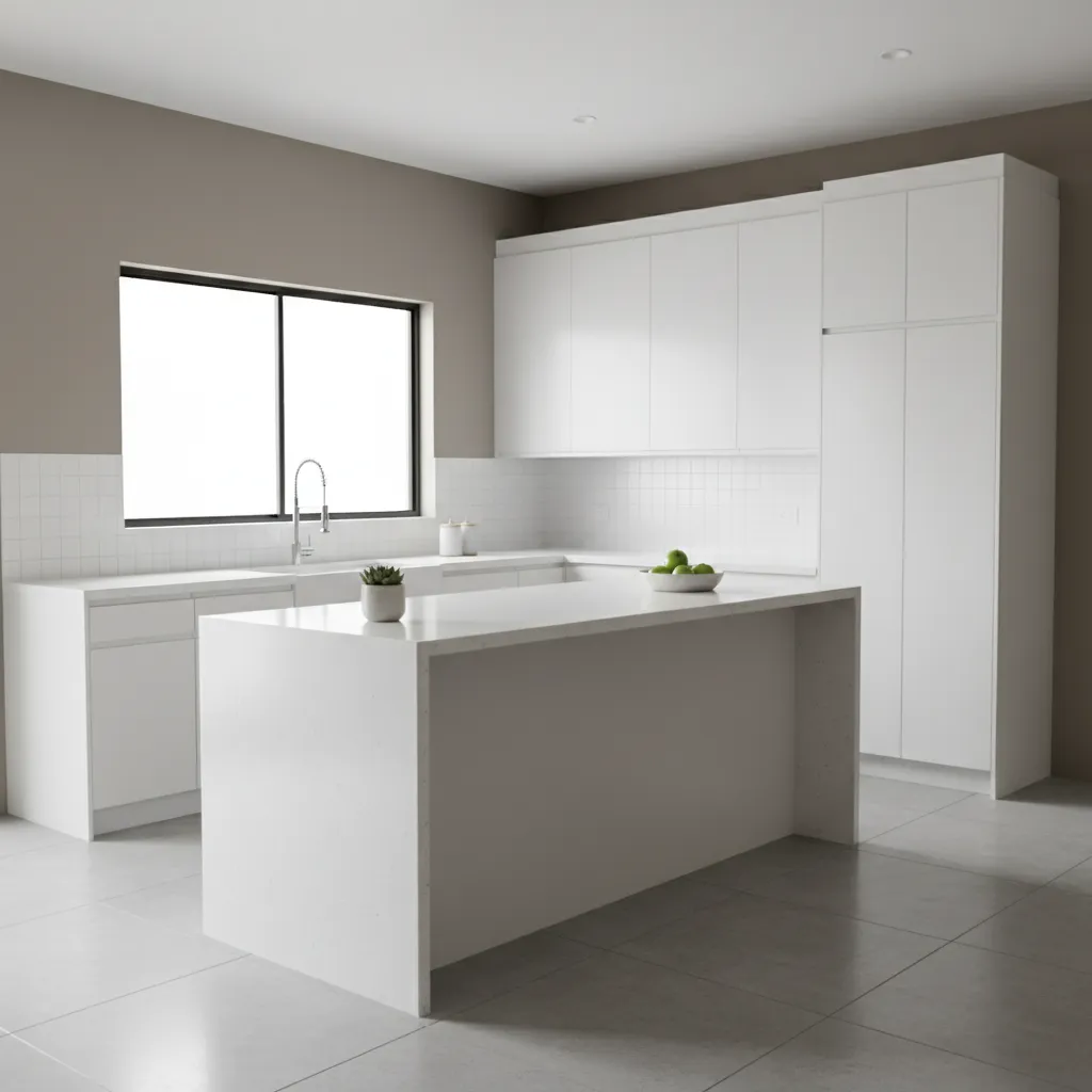 white kitchen cabinets with warm neutral wall color