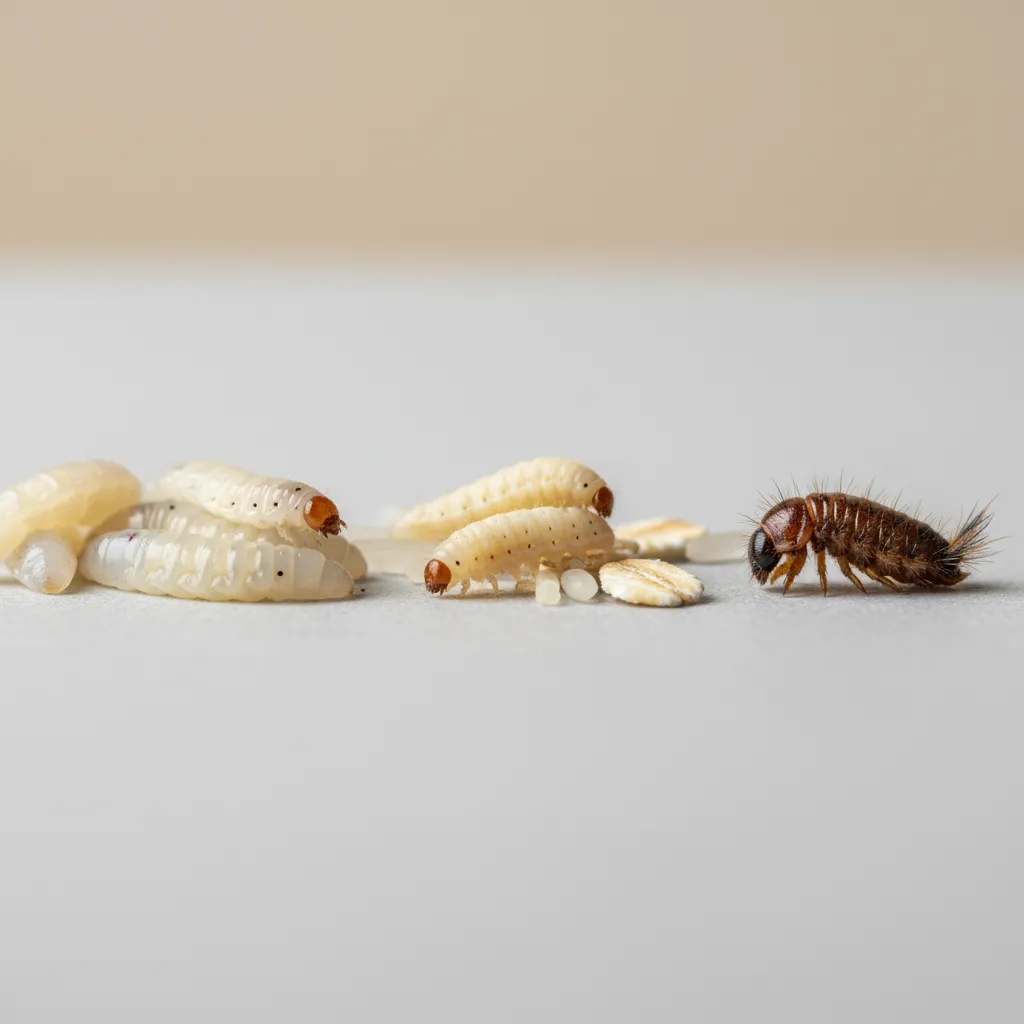 White Worms in House: Maggots vs Pantry Moth Larvae vs Beetle Larvae