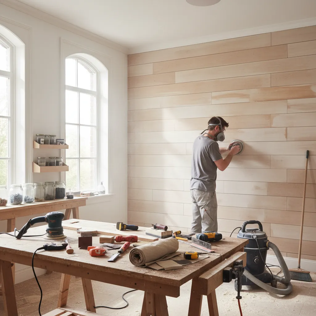 Preparing wood wall surface before applying whitewash