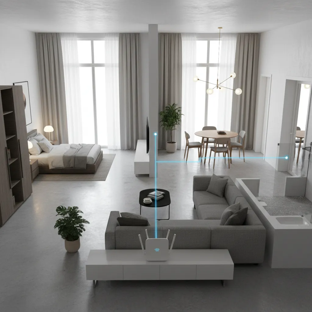 Home WiFi router connecting to multiple smart bulbs in different rooms
