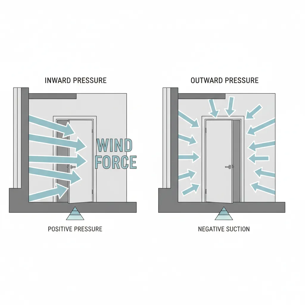 Wind Pressure Dynamics on Inward vs Outward Doors