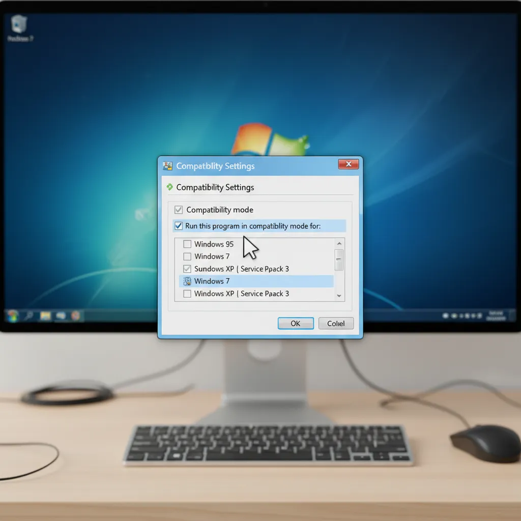 Windows compatibility mode settings window used to run CAD installer