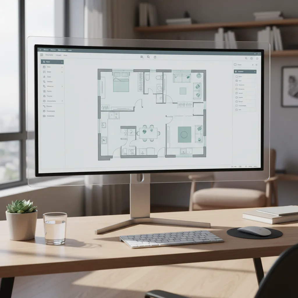 floor plan software interface on Windows computer showing apartment layout