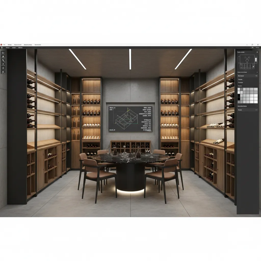 Visualización 3D del diseño de una bodega doméstica