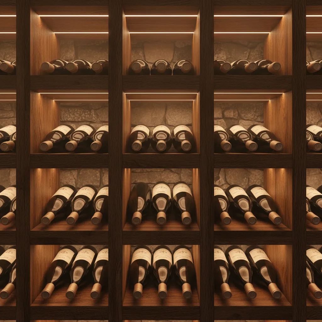 Sistema de estanterías horizontales para almacenar botellas de vino