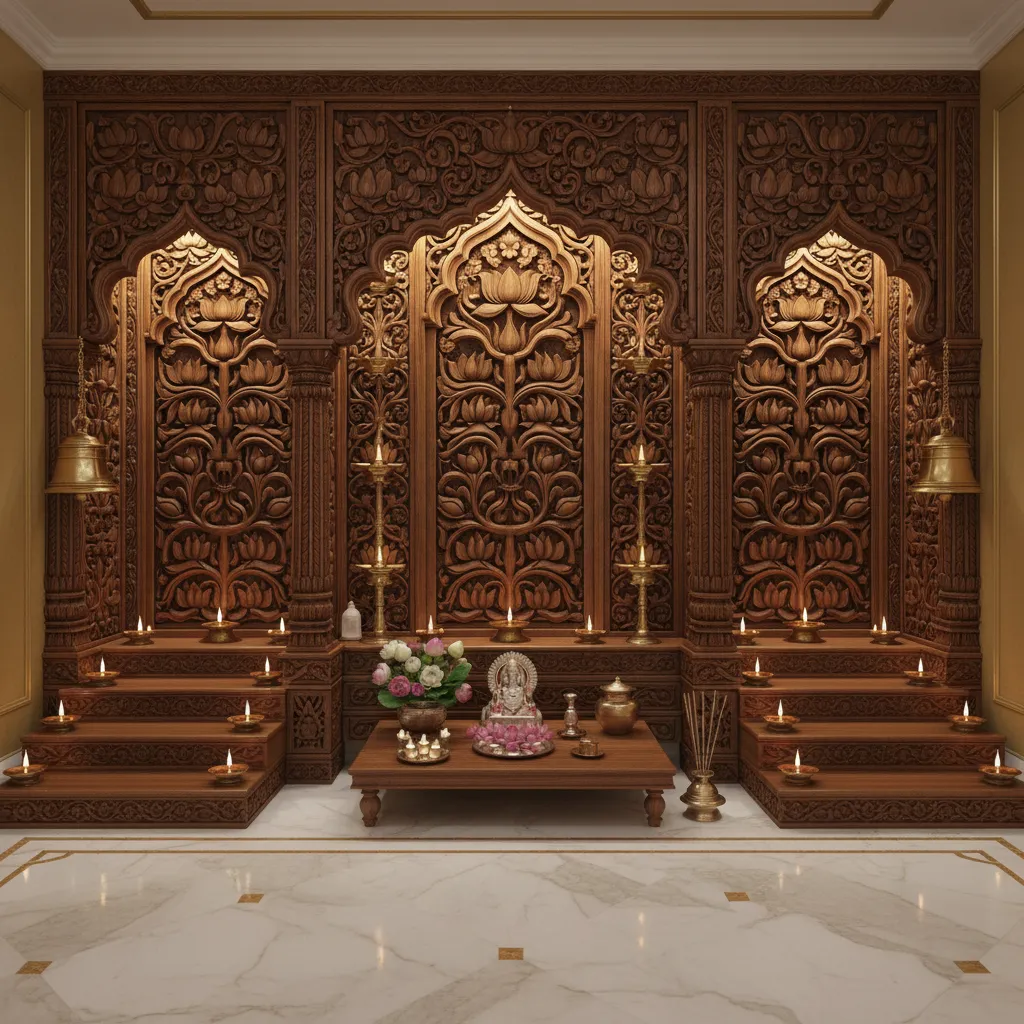 5 Wood Carving Designs for Pooja Room