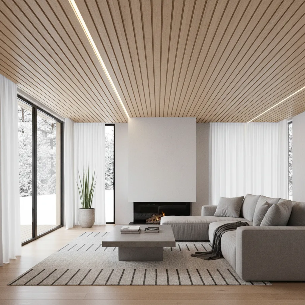 Techo moderno con paneles de madera