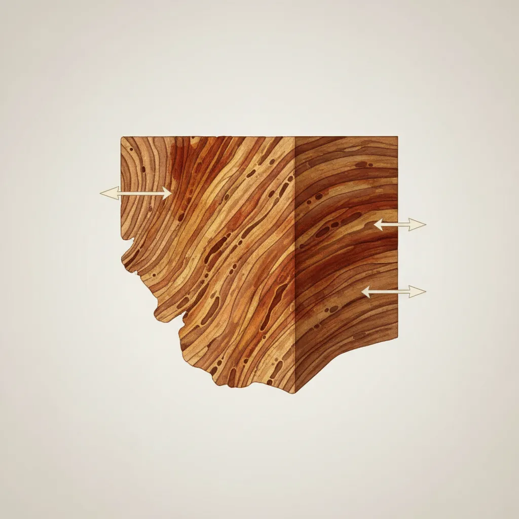 Diagram showing stain pigments settling into wood grain during drying